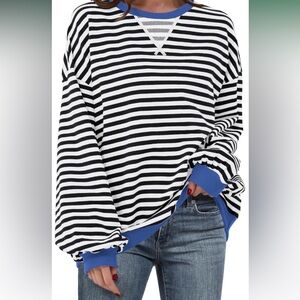 Striped Black and White Crew Neck Sweater